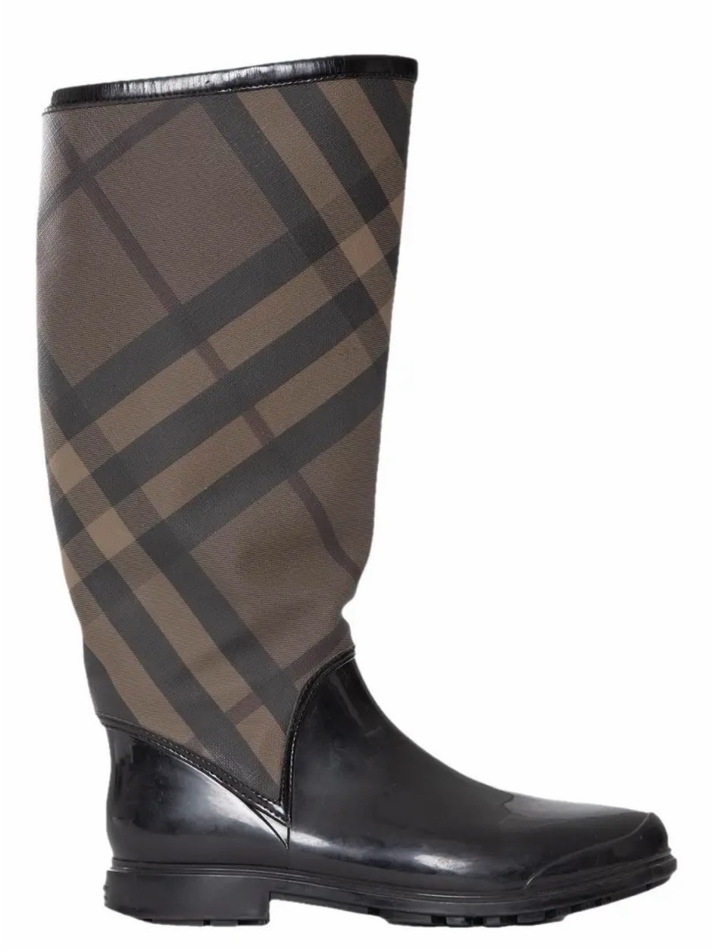 100% Authentic Burberry Rubber Plaid Tall Rain Boots